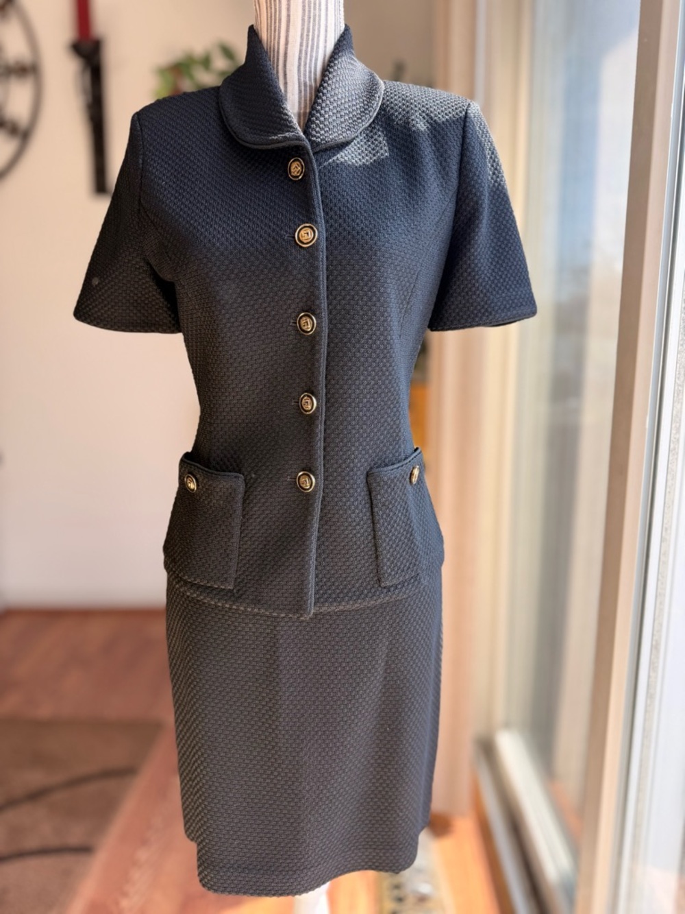 St. John Black Skirt Set w/ Pockets